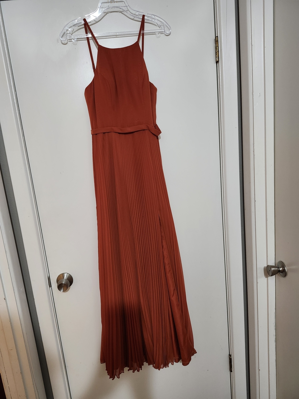Women's Azazie Paprika Pleated Full Length